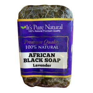 Its Pure Natural African Black Soap Lavender for Deep Cleansing and Soothing Skin 5Oz (141g)