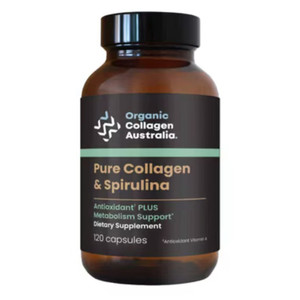 Organic Collagen Australia Pure Collagen and Spirulina Capsules for Metabolism Support 120Ea