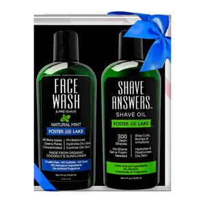 Foster and Lake Face Wash Natural Mint and Shave Oil Unscented Gift Set 2Ea