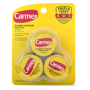 Carmex Classic Medicated Lip Balm Small  for Dry Chapped Lips 0.25Oz (7.5g) 3Ea