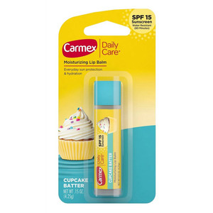 Carmex Moisturizing Lip Balm Stick Cupcake Batter Spf 15 for Everyday Sun Protection 0.15Oz (4.25g), Pack of 6