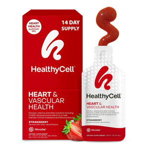 Healthycell Heart Vascular Health Daily Liquid Strawberry Maintain Normal Cholesterol and Blood Pressure 14Ea