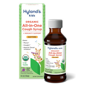 Hylands Kids Organic All In One Cough Syrup Daytime Grape Flavor Nasal and Throat Irritation 4Oz (118ml)