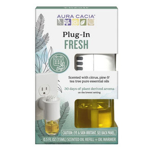 Aura Cacia Plug In Fresh Scented with Citrus Pine and Tea Tree Essential Oils for Renewing Aroma 0 .5Oz (15ml)