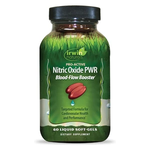 Irwin Naturals Pro Active Nitric Oxide PWR Blood Flow Booster Liquid Soft Gels for Cardiovasular Health 60Ea