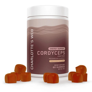 Charlottes Web Energy Support Cordyceps Shiitake Mushromm Gummies Peach Iced Tea Flavor 60Ea