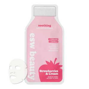 Esw Beauty Raw Juice Soothing Face Mask Strawberries and Cream for Sensitive Skin Reduces Redness and Nourishes 15Ea