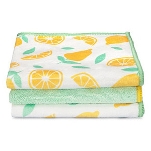 Full Circle Renew All Purpose Recycled Microfiber Cloths Citrus Perfect Surface Cleaning and Dusting 3Ea