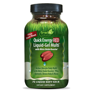 Irwin Naturals Quick Energy RED Liquid Gel Multi Softgels for Nutritional Support and Energy 72Ea