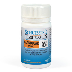 Schuessler Tissue Salts Kali Mur Glandular Tonic Tablets Relief Mocous Congestion Coughs and Sore Throat 125Ea