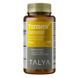 Talya Turmeric Curcumin Support Anti Aging and Strengthens Bones and Joint Veg Capsules 60Ea