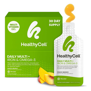 HealthyCell Daily Multi Plus Iron and Omega3 Gel Packs Support Immunity and Brain Function 30Ea