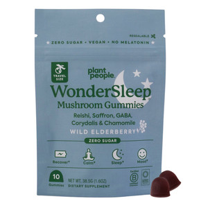 Plant People WonderSleep Mushroom Gummies Wild Elderberry Zero Sugar Help Support Rest and Deep Restorative Sleep 10Ea