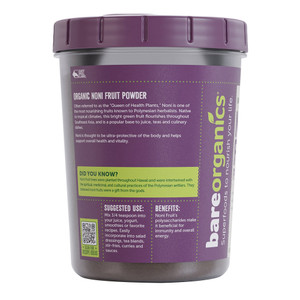 BareOrganics Super Food Raw Organic Noni Fruit Powder Support Vitality 8Oz (227g)