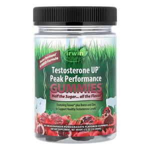 Irwin Naturals Testosterone UP Peak Performance Gummies Infused with Fruit Flavors Dragonfruit Pomegranate 30Ea
