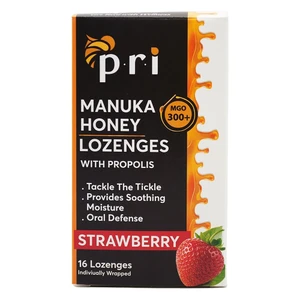 PRI Manuka Honey and Propolis Lozenges Strawberry Menthol Cough Drops 16Ea