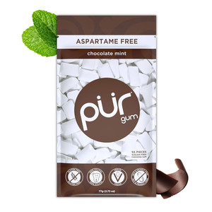 PUR Gum Chocolate Mint Chewing Gum Bag Vegan 2.72Oz (77g)