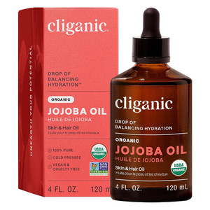 Cliganic Jojoba Oil Organic Skin and Hair Cold Pressed Oil 4Oz (120ml)