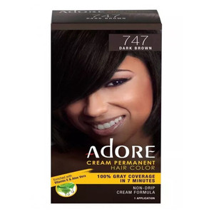Adore Cream Permanent Hair Color 747 Dark Brown for Gray Coverage 1Ea
