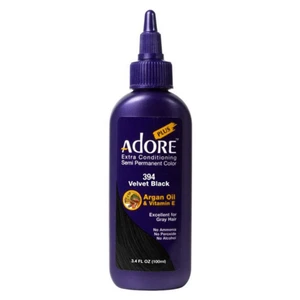 Adore Plus Extra Conditioning Semi Permanent Hair Color 394 Velvet Black Ammonia Free 3.4Oz (100ml)