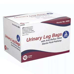 Dynarex Urinary Leg Bag 1000ml with Anti Reflex Valve Sterile Fluid Pathway 12Ea