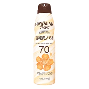 Hawaiian Tropic Weightless Hydration Sunscreen SPF 70 Clear Spray 6Oz (170g)