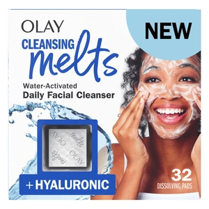Olay Cleansing Melts with Hyaluronic Acid Water Activated Daily Facial Cleanser Pads 32Ea