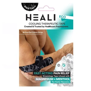 Heali Eco Cooling Therapeutic Kinesiology Tape with Magnesium and Menthol Black Camo Strips 20Ea