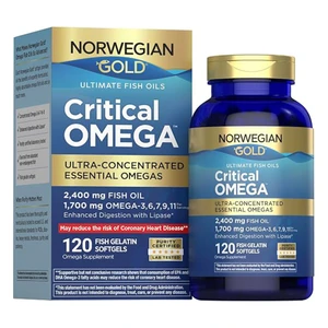 Renew Life Norwegian Gold Critical Omega Ultra Concentrated Fish Oils Gelatin Softgels 120Ea