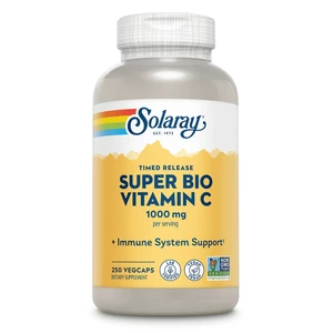 Solaray Timed Release Super Bio Vitamin C 1000 mg VegCaps for Immune Support 250Ea
