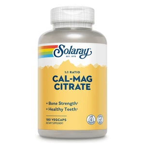 Solaray Calcium and Magnesium Citrate 1:1 Ratio VegCaps for Healthy Bones and Teeth Support 180Ea