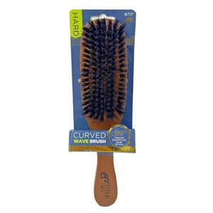 Titan Hard Curved Wave Hair Brush Wood Natural Reinforced Boar Bristles 1Ea