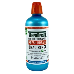 Therabreath Fresh Breath Oral Rinse Icy Mint Kills Odor Causing Bacteria 33.8Oz