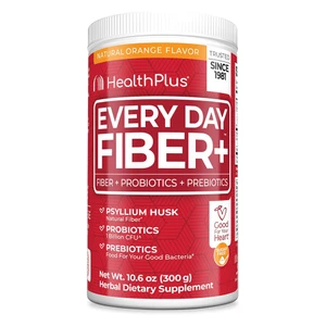 Health Plus Every Day Fiber Plus Probiotics and Prebiotics Orange Flavor for Digestive Support 10.6Oz (300g)