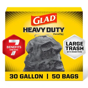 Glad Heavy Duty Forceflex Large Trash with Drawstring 30 Gallon 50Ea