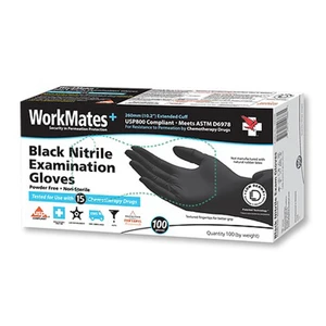 Workmates Nitrile Examination Gloves Black Small Size 100Ea