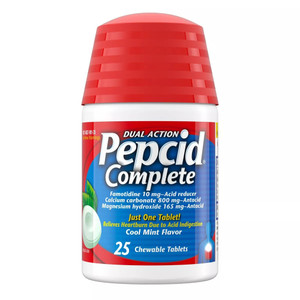 Pepcid Complete Dual Action Cool Mint Chewable Tablets Relieves Heartburn Due to Acid Indigestion 25Ea