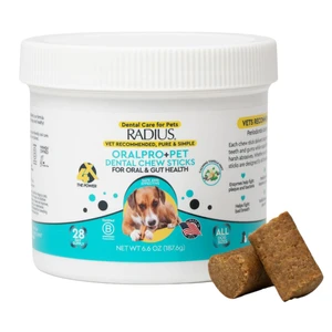 Radius OralPro Plus Dog Dental Chew Sticks for Oral and Gut Health 6.6Oz (187.6g) 28Ea