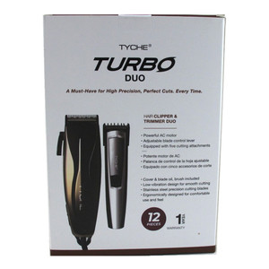 Tyche Turbo Hair Clipper and Trimmer Duo 12 Piece Kit for Hair Cutting and Grooming 1Ea