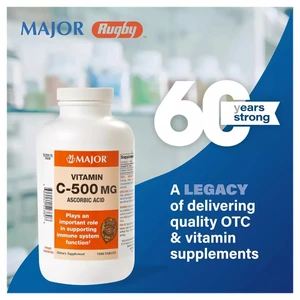 Major Vitamin C-500mg Ascorbic Acid Dietary Supplement Tablets 1000Ea