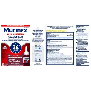 Mucinex Nasasl Congestion and Allergy Relief Nasal Spray Relieves Runny Nose and Sneezing 0.34Oz (9.9ml)