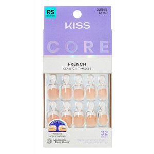 Kiss Core French Nails Press On Real Short Squoval Shape Nails with Glue 32Ea