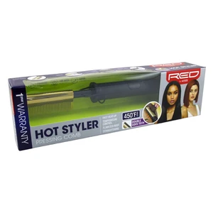 Red By Kiss Hot Styler Pressing Comb Double Sided Teeth Flawless Straightening Fast Heatup 1Ea