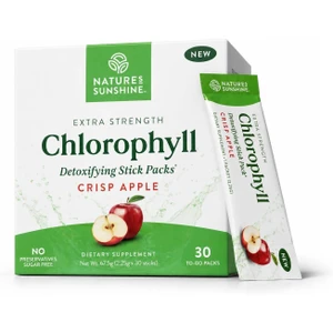Natures Sunshine Extra Strength Chlorophyll Stick Packs Crisp Apple for Gut Health 0.08Oz (2.25g) 30Ea