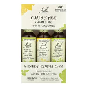 Bach Original Flower Remedies Clarity of Mind 3 Droppers Focus Kit Non Alcohol Formula Relief Nervous Tension 1Ea