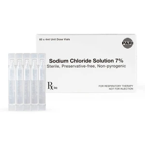 Pari Sodium Chloride Solution 7 Percent Concentration Sterile Contains 60 X 4mL Vials Box for Respiratory Therapy 1Ea