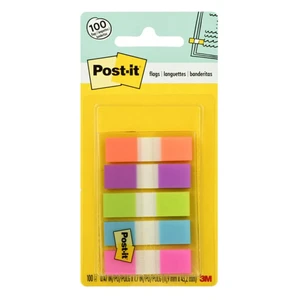 Post-it Flags with On-the-Go Dispenser, Assorted Bright Colors 100Ea