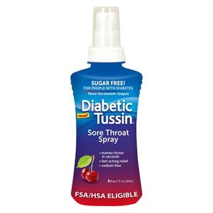 Diabetic Tussin Sugar Free Sore Throat Relief Spray Wild Cherry Helps Soothe Irritated Throats 6Oz (177ml)