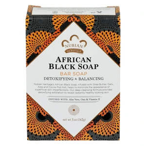 Nubian Heritage African Black Soap Bar Detoxifying and Balancing for Healthy Looking Skin 5Oz (142g)