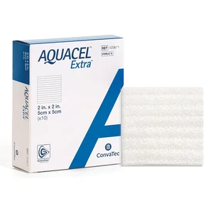 ConvaTec Aquacel Extra Wound Dressing Sterile 2 X 2 Inch Soft and Gentle Skin Healing Aid 10Ea